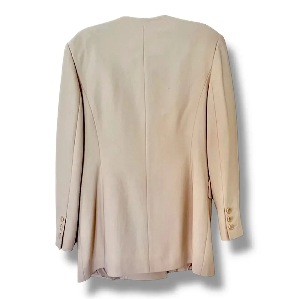 Escada by Margaretha Ley Double Breasted Wool and Silk Blazer Vintage Size 10
